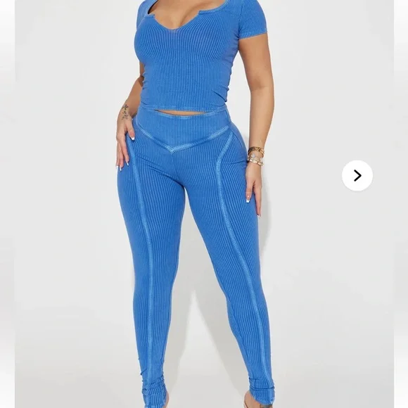 Blue Ribbed Matching Set - Picture 2 of 3